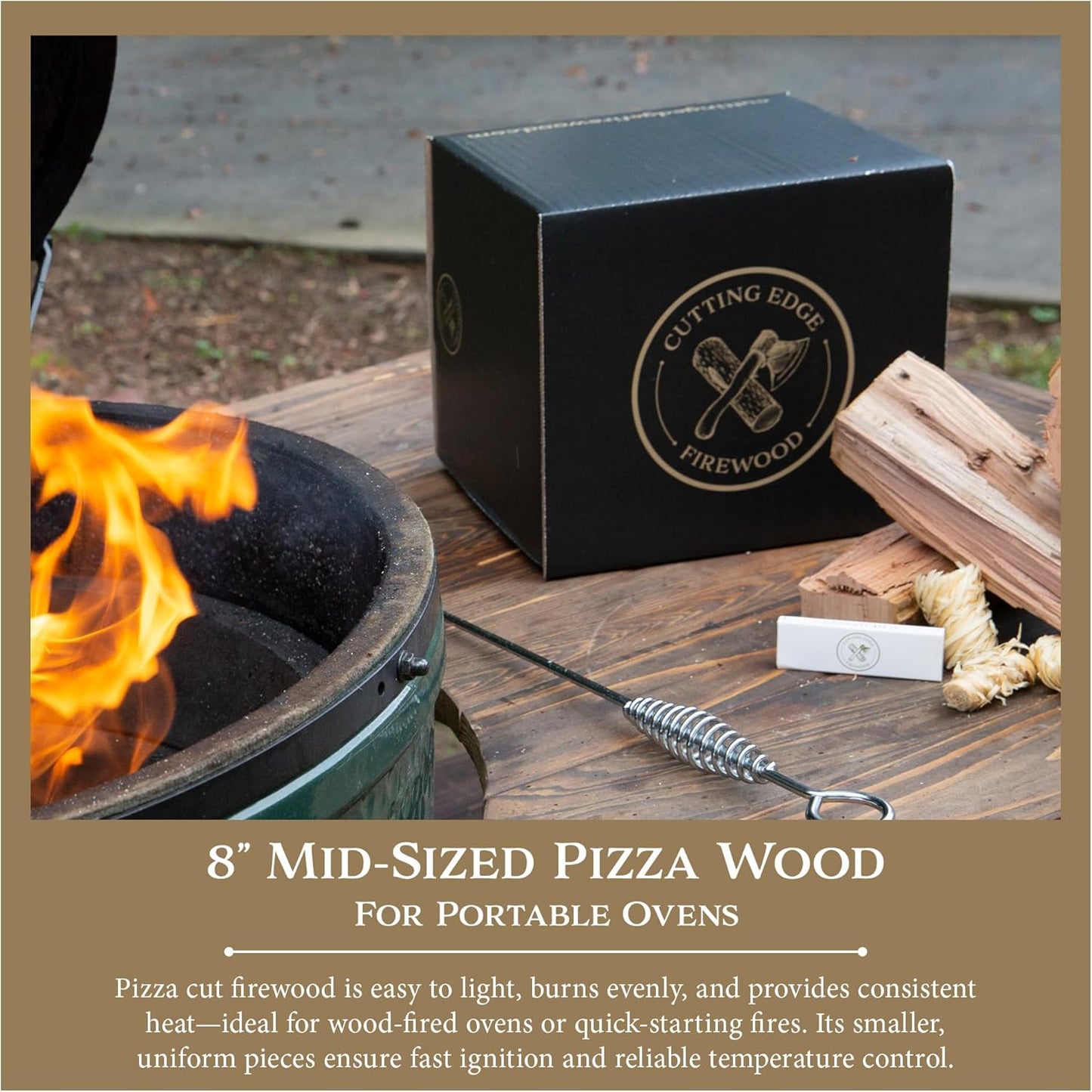 Cutting Edge Firewood Pizza Oven Wood - 8-Inch Splits - Ultra Kiln-Dried Oak Cooking Logs - Large 50 lbs Box for Ovens, Alfa One, Gozney Dome, Solo Stoves