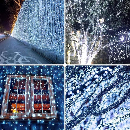 6 Pack Solar Chrismas Lights Outdoor, 285 FT Total 720 LED Solar String Lights for Outside with 8 Modes & Memory Function, Waterproof Twinkle Light for Xmas Tree Yard Party Decorations (Cool White)