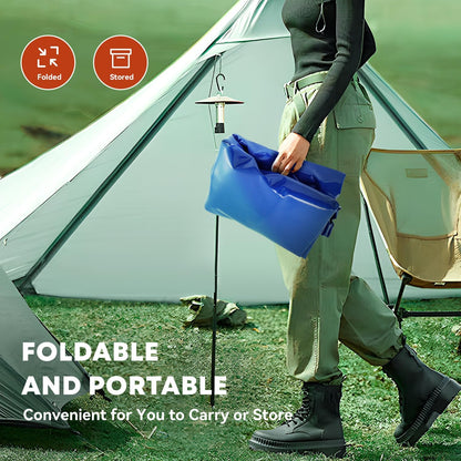 LANUEVA 105 Gal/400L Portable Water Storage Bladder, 1000D PVC Foldable Water Tank with Spigots and Overflow Kit, Water Storage Containers for Emergency Water, RV, Irrigation&Camping (Blue, 400L)