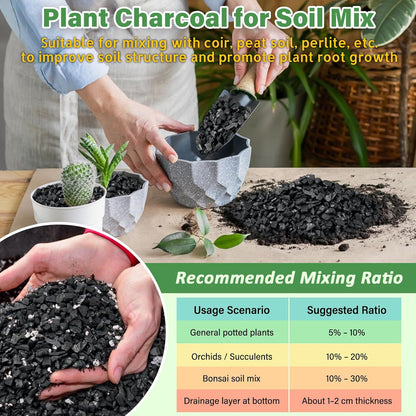 Legigo 4QT All Natural Horticultural Charcoal- Activated Hardwood Plant Charcoal for Soil Amendment, Conditioning Bonsai Soil, Succulent, Terrarium Supplies, Indoor Plant Potting Soil