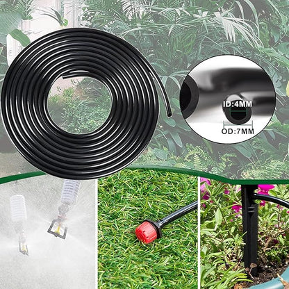 226FT Greenhouse Micro Drip Irrigation Kit Automatic Irrigation System Patio Misting Plant Watering System with 1/4 inch 1/2 inch Blank Distribution Tubing Hose Adjustable Nozzle Emitters Sprinkler