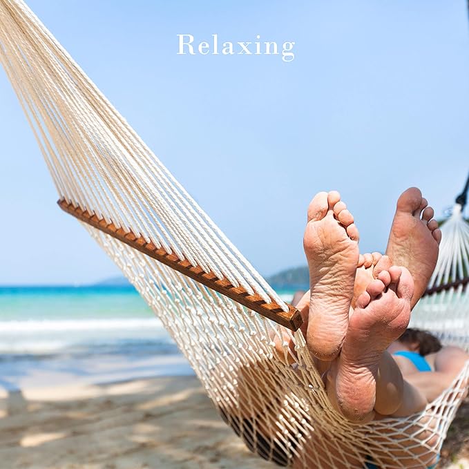 Pure Garden Double Brazilian Hammock with Stand– Woven Cotton, 2-Person, Outdoor Swing with Frame for Camping, Backyard or Patio (Blue Stripes)