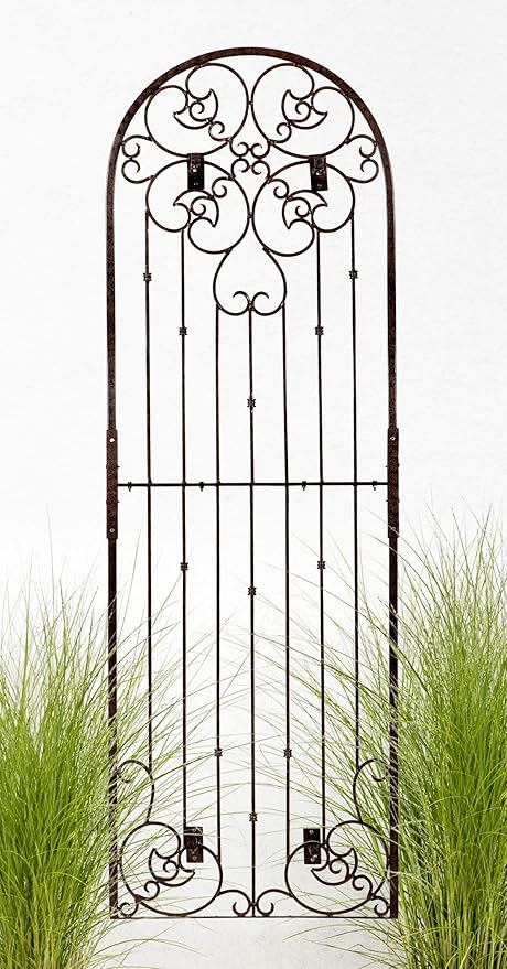 H Potter Outdoor Metal Wall Art Decor or Trellis for Climbing Plants Garden Panel Roses Vines Privacy Includes Brackets for Hanging X Large with 4 Mounts