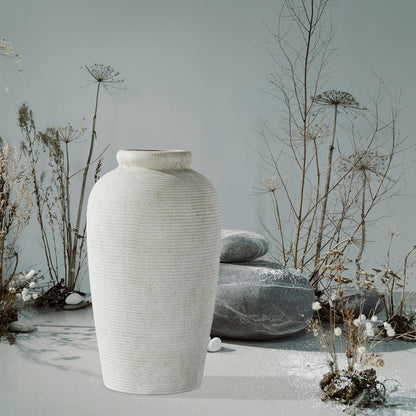Decorative Ceramic Rustic vase,Tall vase for Minimalist Decoration,11" Large Vintage Vase for Home Decor,Centerpiece,Living Room,Enterway,White