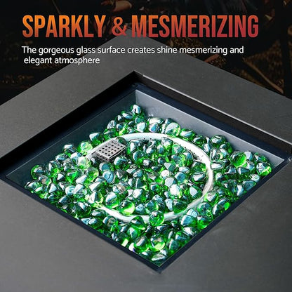 Skyflame 10-Pound Fire Glass Diamonds for Fire Pit Fireplace Landscaping, 1/2 Inch Reflective Glass Fire-Diamonds, Emerald Green