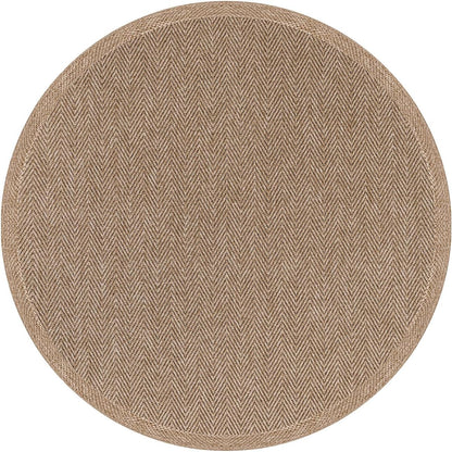 CAMILSON Easy Jute Round Rug 6ft Indoor Outdoor Natural Color Fiber Area Rugs for Living Room Patio and Kitchen Rug Herringbone Woven Design Easy-Cleaning Washable Outside Carpet Alfombras (6 Round)