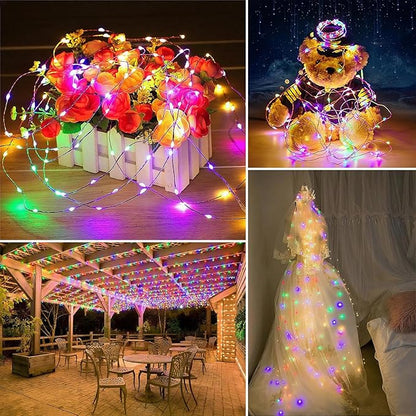 Solar String Lights Outdoor Waterproof 2 Pack Total 66ft 200LED 8 Modes Twinkle Lights Solar Fairy Lights for Patio, Garden Yard Party Wedding Tree Christmas Halloween Decoration, Multicolor