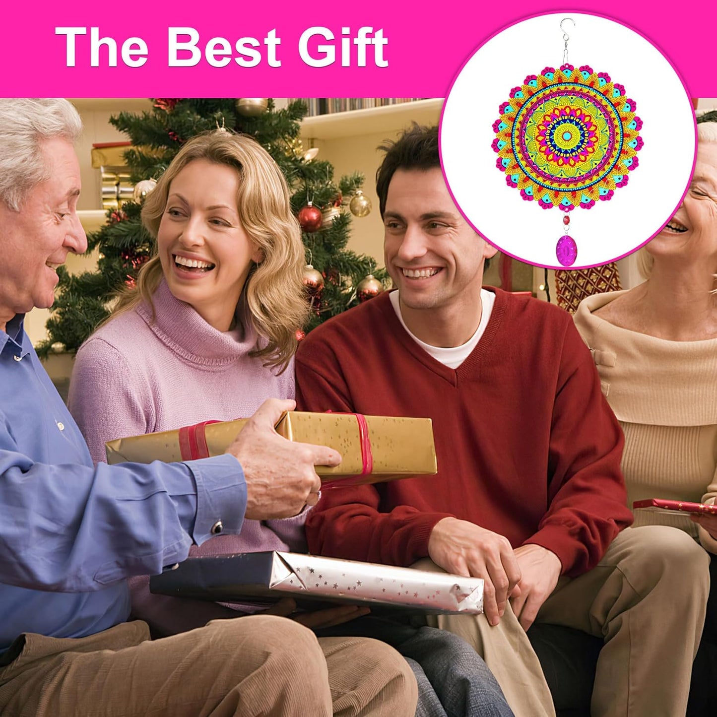 Wind Spinner, Hanging Wind Sculptures,Wind Spinners for Yard and Garden Decor,Yard Decorations Outdoor,Hanging Art Ornaments for Garden Yard Balcony Decor (Mandela Multicolor)