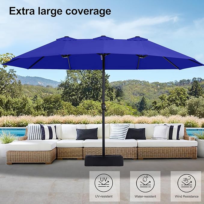MASTERCANOPY Patio Outdoor Umbrella,15FT Double Sided Large Umbrella with Base