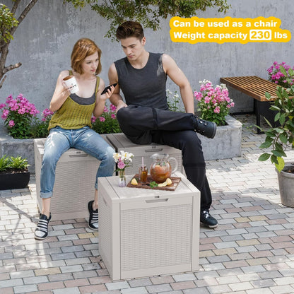 31 Gallon Waterproof Outdoor Storage Box,Resin Deck Box,Lockable Outside Storage Box Container for Patio Furniure,Garden,Pool Tools (31 Gallon,Grey)