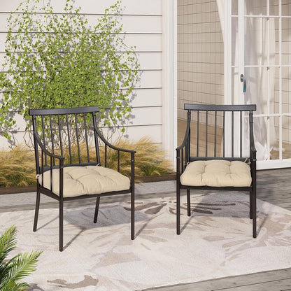 Aoodor 19" x 19" x 5" Tufted Outdoor Chair Cushions, Water Resistant & Fade Resistant Polyester Dining Chair Pads with 2 Straps for Patio Furniture, Set of 2