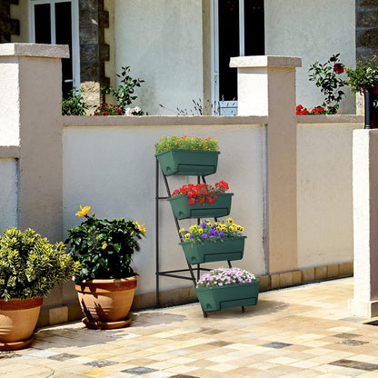 OYEAL Raised Garden Bed 4 Tier Vertical Garden Planters Indoor Outdoor Raised Planter Box with Legs Elevated Herb Garden Planter for Flowers Vegetables Plants, Green