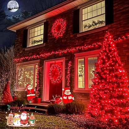JMEXSUSS 2 Pack Red Christmas Lights, Total 400 LED 151FT Red Solar Lights Outdoor Waterproof, 8 Modes Solar String Light for Outside Yard Patio Garden Tree Decorations