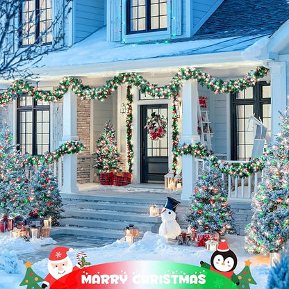 JMEXSUSS 2 Pack Red White and Green Solar Christmas Lights, Total 400 LED 151FT Solar String Lights Outdoor Waterproof, 8 Modes Solar Lights for Outside Tree Patio Christmas Decorations