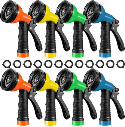 8 Pcs Garden Hose Nozzle Sprayer 10 Adjustable Watering Patterns Heavy Duty High Pressure Water Gun for Watering Plants Washing Cars and Showering Pets