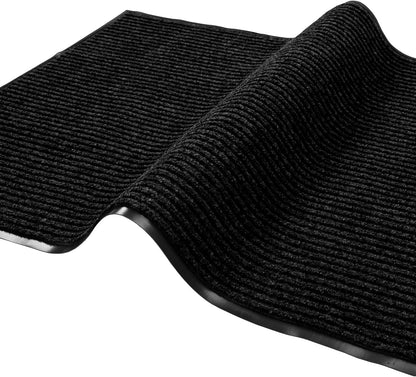 fani Heavy Duty Large Outdoor Indoor Entrance Black Doormat Waterproof Low Profile Entrance Rug Front Door Mat Patio Anti-Skid Rubber Back, 35x60 inch (Black)