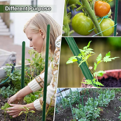 25pcs Steel Plant Stakes 4 Feet,Sturdy Plant Sticks, Plastic Coated Metal Garden Stakes Supports Climbing for Tomato, Bean, Flowers, Tree Potted