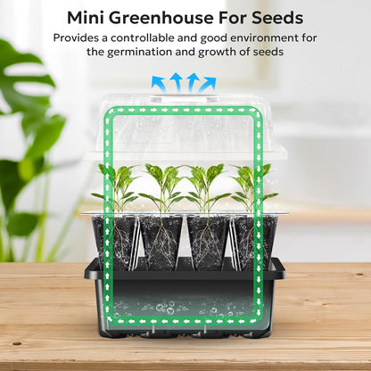 MIXC 10 Packs Seed Starter Tray Seed Starter Kit with Humidity Dome (120 Cells Total Tray) Seed Starting Trays Plant Starter Kit and Base Mini Greenhouse Germination Kit for Seeds Growing Starting