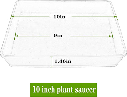 Square Plant Saucer 10 Inch 5 Pack, Plastic Plant Water Dray Tray Plants, Pot Saucers for Plants Square Planters for Indoors and Outdoors Plants, Garden Saucer for Plant Pots.