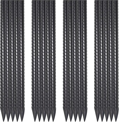 16 Inch Rebar Stakes 20 Pack 1/2 Inch Diameter Heavy Duty Steel Ground Stakes with Chisel Point End Straight Metal Stakes for Ground Concrete Form Landscape Timber and Fence, Black