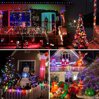 2 Pack Solar Christmas Lights Outdoor Waterproof, Super Bright 90FT 160 LED Solar String Lights, 8 Lighting Modes Green Wire Twinkle Fairy Lights for Xmas Garden Decorations (Multi-Colored)