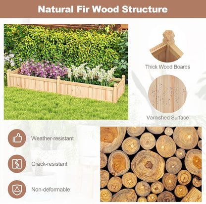 Giantex Wood Raised Garden Bed, Planting Bed with Corner Drainage, Non-Woven Liner for Growing Vegetables, Flowers, Herbs, Fruits, 89”x23.5”x16” Divisible Planter Box for Backyard, Garden, Lawn