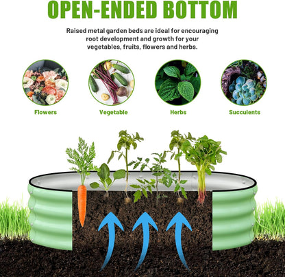SnugNiture Galvanized Raised Garden Bed, 4x2x1ft Oval Metal Planter Box for Planting Outdoor Plants Vegetables