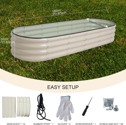 Galvanized Raised Garden Bed Kit Outdoor Metal Garden Planter Box for Backyard Gardening, Planting Vegetables, and Patio (70.8"x23.6"x11.8")