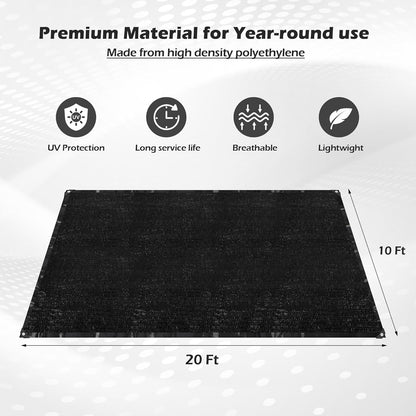 Garden expert 75% Black Shade Cloth 5x10FT Taped Edge with Grommets Sun Net Mesh for Garden Patio Backyard UV-Resistant