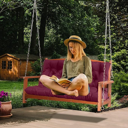 Replacement Cushions for Outdoor Swing, Outdoor Cushions for Patio Furniture with Backrest, Waterproof Thicken 4" Porch Swing Cushions, for Outdoor Patio Garden Furniture(Claret 40 * 47 in)