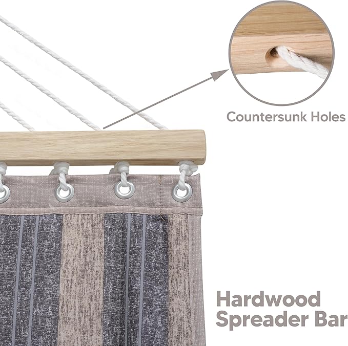 SUNCREAT Hammock with Stand 2 Person Heavy Duty, Freestanding Hammock with Spreader Bar, Soft Pillow, Gray Stripes