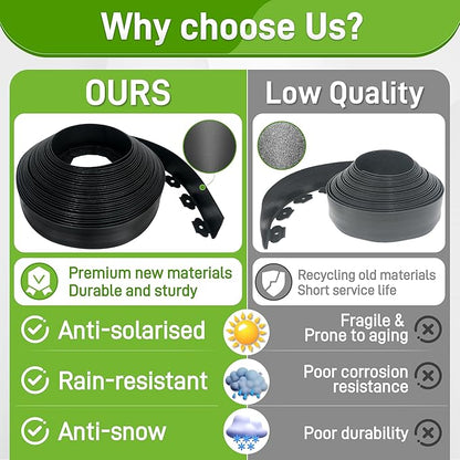 3.15" x 100' No Dig Landscape Edging, Flexible Garden Edging Borders with 90 Anchoring Spikes, Plastic Lawn Edging for Landscaping Garden Flower Beds Grass Yard Paver Pathway, Black