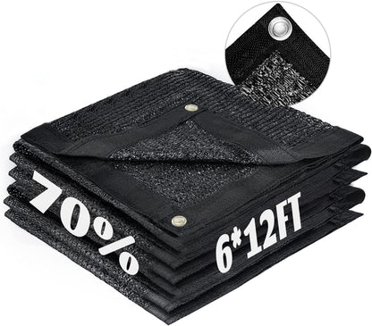 LOVE STORY 6x12FT 70% Black Shade Cloth Sun Shade Net with Grommets Sunblock Net Mesh Tarp for Garden,Plants Cover,Greenhouse and Patio