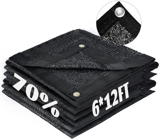 LOVE STORY 6x12FT 70% Black Shade Cloth Sun Shade Net with Grommets Sunblock Net Mesh Tarp for Garden,Plants Cover,Greenhouse and Patio