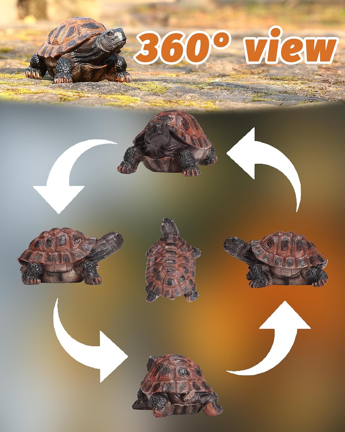 Turtle Statue, Resin Garden Sculpture Indoor/Outdoor Yard Lawn Ornament,Home Decor (Medium)