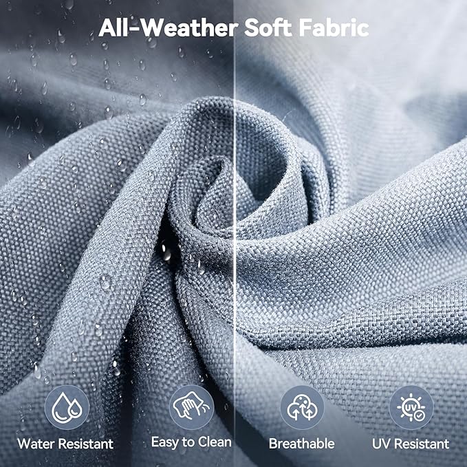 Luxury 6" Outdoor Cushions for Patio Furniture, 24x24x6" Thick Seat Cushion Set of 10, Fade Resistant Couch Chair Replacement Cushions High Density Wicker Chair Cushion w/ Removable Cover Baby Blue