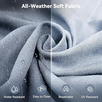 Luxury 6" Outdoor Cushions for Patio Furniture, 24x24x6" Thick Seat Cushion Set of 8, Fade Resistant Couch Chair Replacement Cushions High Density Wicker Chair Cushion w/ Removable Cover Baby Blue