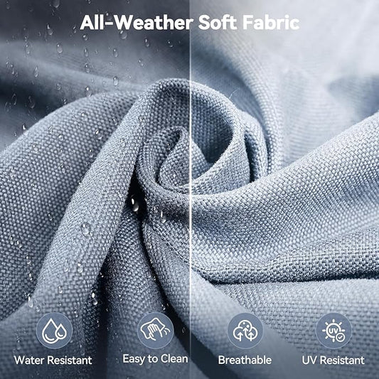 Luxury 6" Outdoor Cushions for Patio Furniture, 24x24x6" Thick Seat Cushion Set of 2, Fade Resistant Couch Chair Replacement Cushions High Density Wicker Chair Cushion w/ Removable Cover Baby Blue