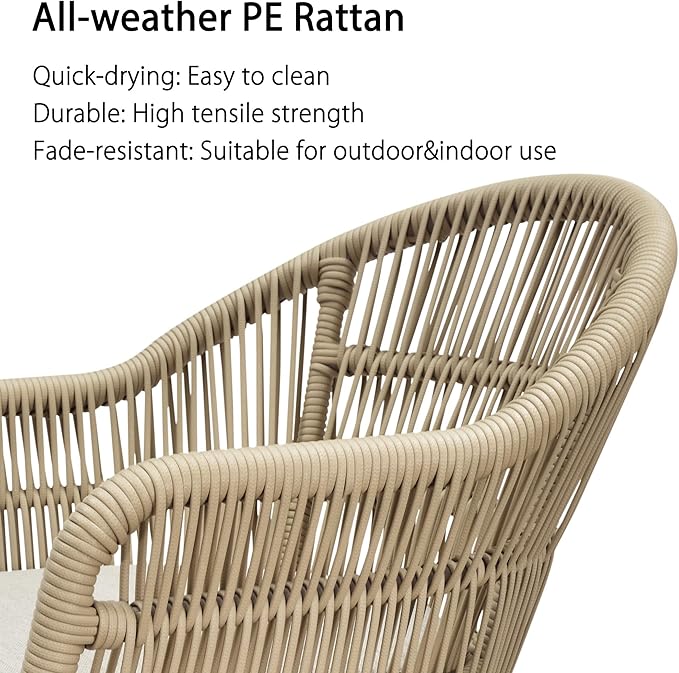 PURPLE LEAF 11 Pieces Patio Dining Set with Outdoor Aluminium Dining Table and Woven Rattan Chairs Modern Metal Furniture Cushions Sets for Garden Yard Indoor Decor Kitchen Champagne