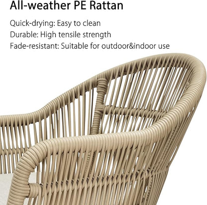 PURPLE LEAF 11 Pieces Patio Dining Set with Outdoor Aluminium Dining Table and Woven Rattan Chairs Modern Metal Furniture Cushions Sets for Garden Yard Indoor Decor Kitchen Champagne