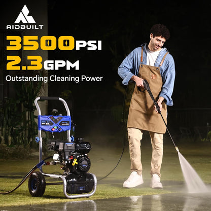 Gas Pressure Washer 3500 PSI 2.3 GPM, Power Washer with 209CC Engine, 25FT Hose, 4 Nozzles, High Pressure Cleaner for Cars, Driveways, Patios, Fences, Home Outdoor Cleaning