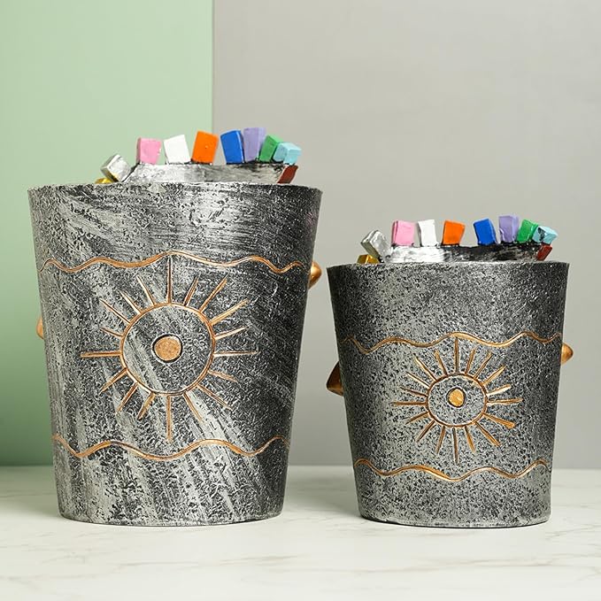 Picasso Face Planter Pots Abstract Art Colorful Flower Vase with Drainage Hole Unique Head Flower Pots for Home Balcony Decoration (Large)