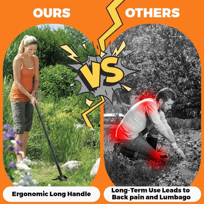 Hula Garden Hoe and 4 Tines Rake 2-in-1 Garden Tool for Weeding, Garden Cultivator with 62.6" Adjustable Long Handle Heavy Duty Weed Puller Stirrup Hoe for Ditching, Seeding, Loosening Soil