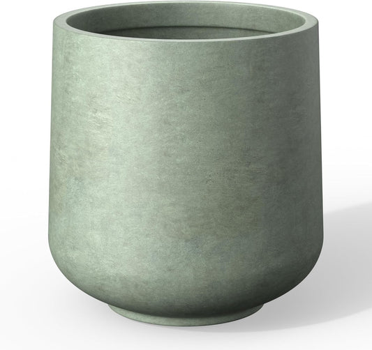 Kante 15.3" Dia Round Concrete Planter, Outdoor Indoor Large Plant Pots Containers with Drainage Hole and Rubber Plug for Home Garden Patio, Mint Green