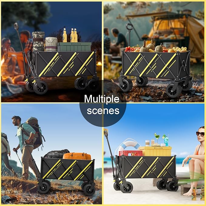 Wagon cart Foldable、Portable cart，Pets carts，with Large All-Terrain Beach Wheels and Drink Holder for Sports, Shopping, Camping