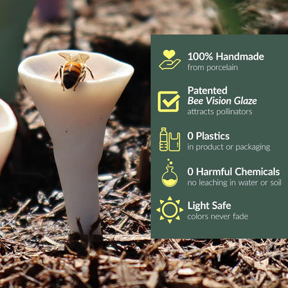 5 Pack, Bee Watering Station, 100% Handmade from Porcelain, Bee and Butterfly Feeder for Garden, Outdoor Feeder For Thirsty Pollinators, Plastic Free, Bee Attracting Glaze (5, Pastel Variety)