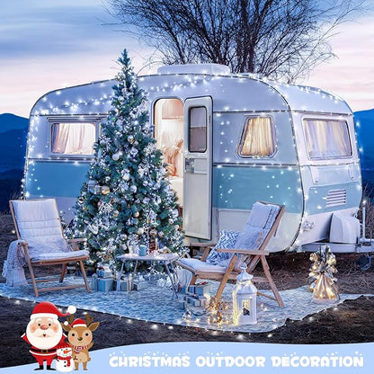 JMEXSUSS 2 Pack White Solar Christmas Lights, Total 200 LED 66 FT Solar String Lights Outdoor Waterproof, White Twinkle Light for Christmas Tree Outside Garden Yard Decor