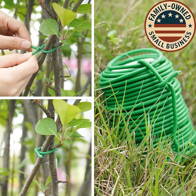 Decoroca Soft Plant Ties for Support - 65.6' Reusable Waterproof Plant Wire, 3.5mm Garden Twist, Office Organization and Decoration Binding（2pcs/Green）