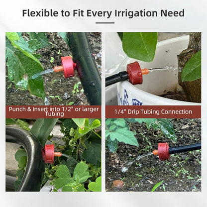 60PCS 3 GPH Pressure Compensating Drip Irrigation Spot Watering Drippers/Emitters, Self-Cleaning Constant Flow Drip Irrigation Emitters Heads Irrigation Drippers Parts for Drip Irrigation System