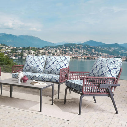 LVTXIII Outdoor Deep Seat Cushion Patio Seat and Back Cushion Set Seasonal Chair Cushion with Removable Cover and Adjustable Buckle for Home and Garden, 24"x24"x4", Boho Geometry Blue